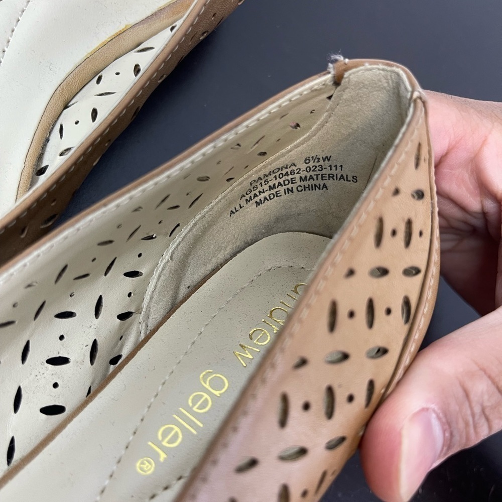 Andrew Geller Tan Perforated Ballet Flats - Picture 6 of 6
